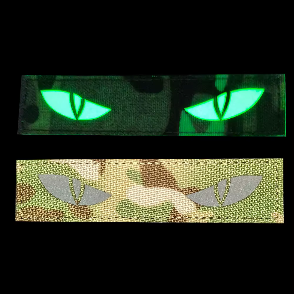 Parche táctico ojos gato diablo brillo oscuridad gancho combate Ranger