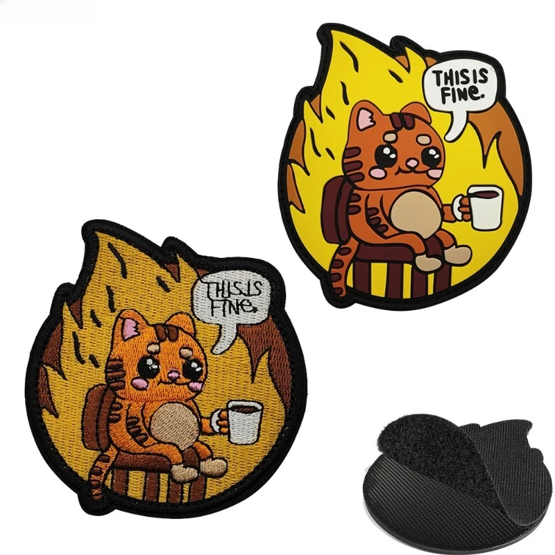 PEW PEW Madafakas pistola insignia de moral táctica parche gato negro es brazalete fino parches de tela divertido gancho y bucle mochila emblemas - imagen 5