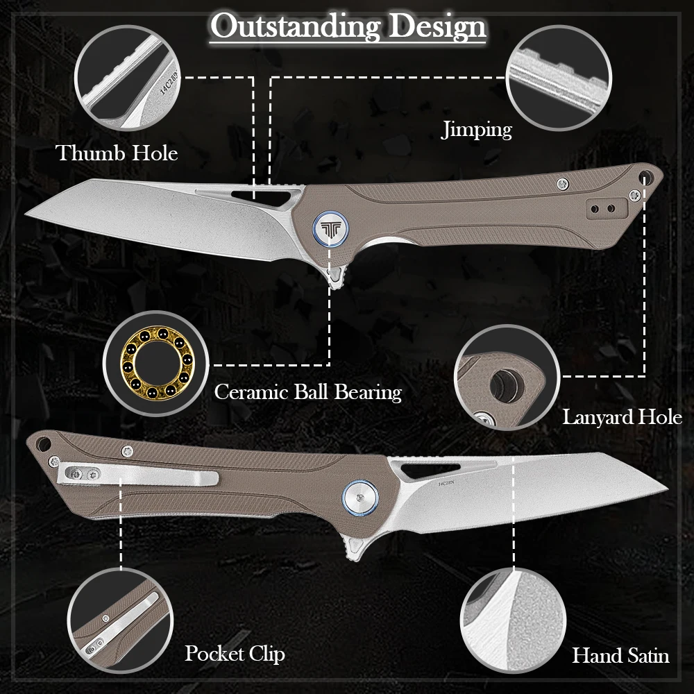 TRIVISA cuchillo plegable EDC de bolsillo acero inoxidable acampar - imagen 4