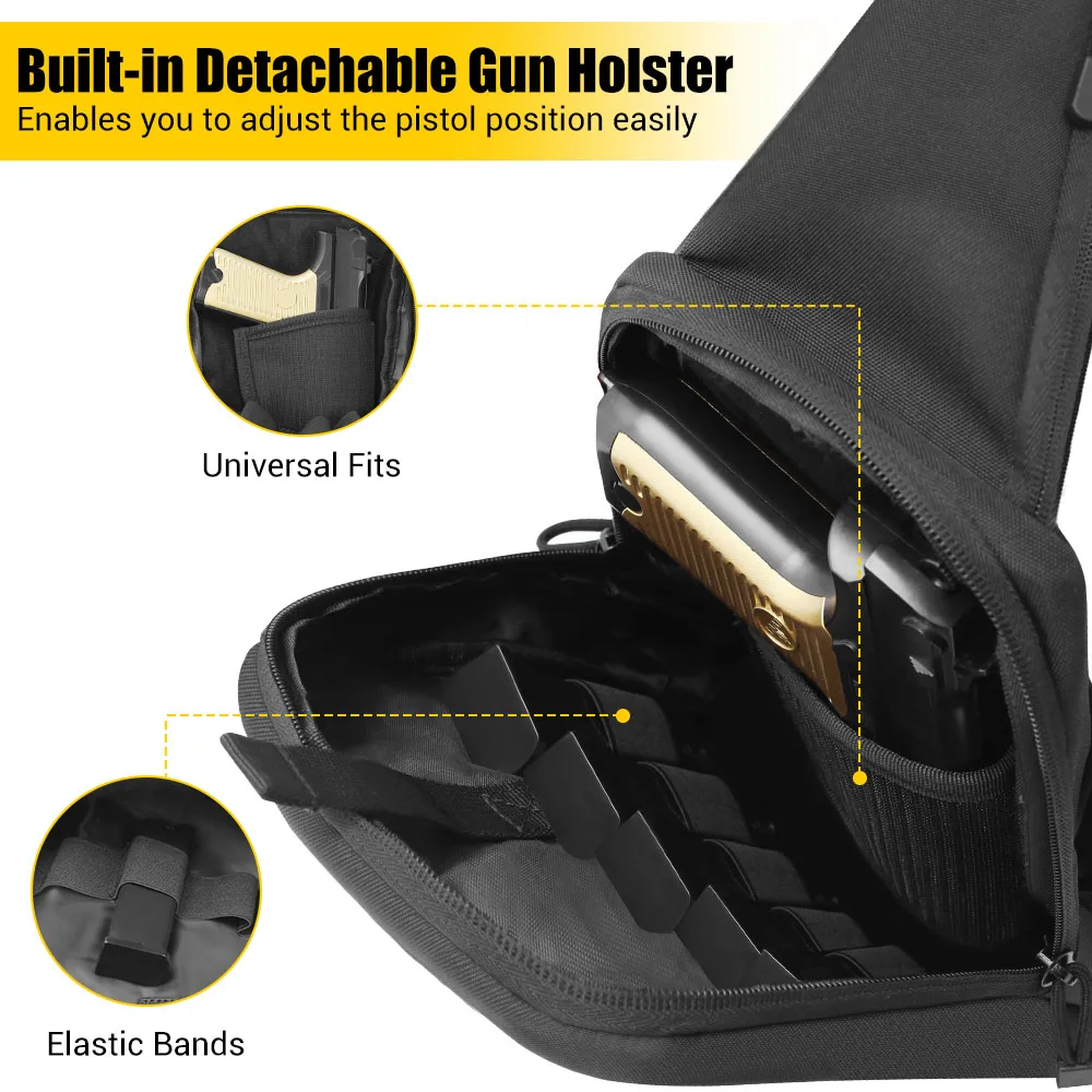 Paquete de pecho táctico, funda para pistola de apertura rápida, bolso cruzado, bolso de pistola de transporte oculto, bolso de hombro EDC, mochila con eslinga para hombres y mujeres - imagen 3