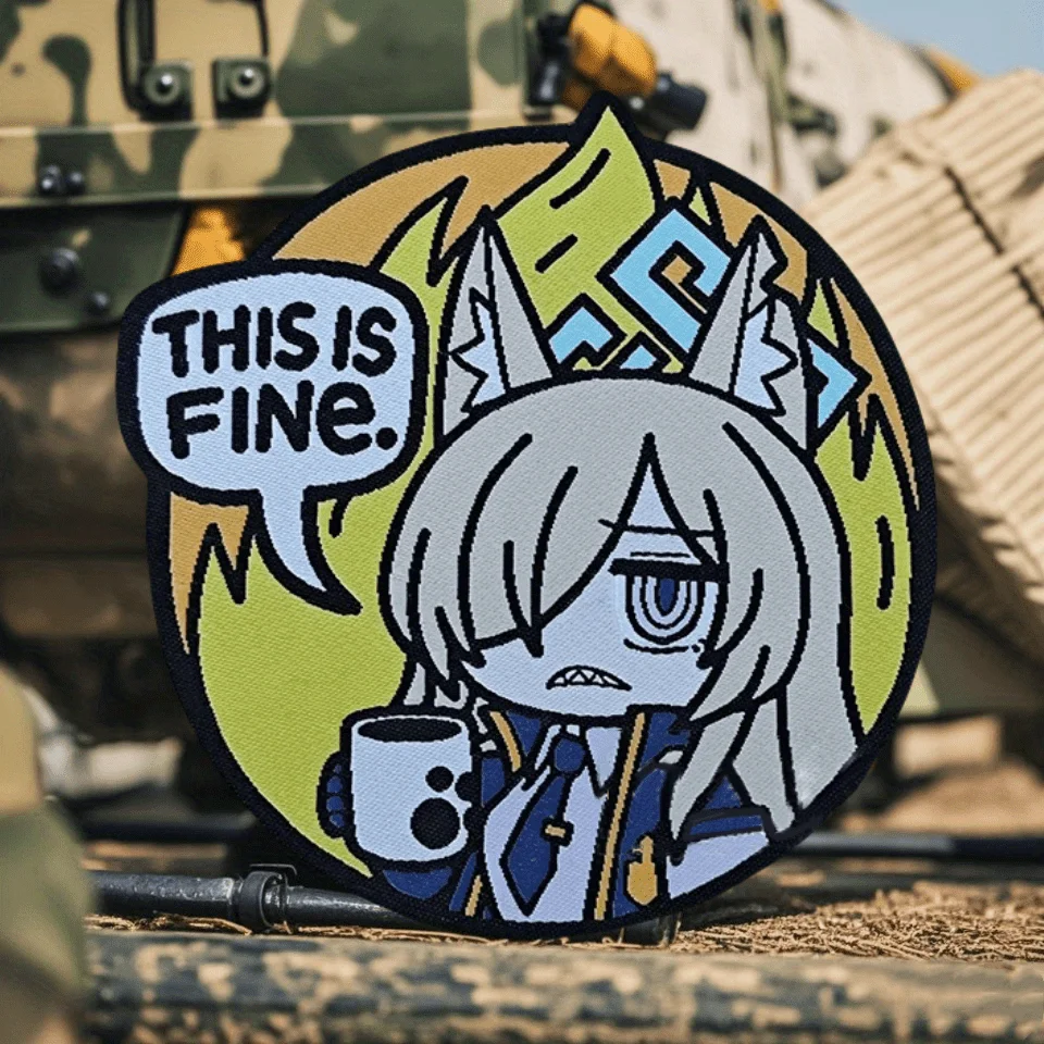 Archivo azul, parche táctico esto es fino, parche de gancho y bucle con estampado Kona, insignia de Chevron de moral militar, brazalete, mochila, chaleco, pegatinas - imagen 2