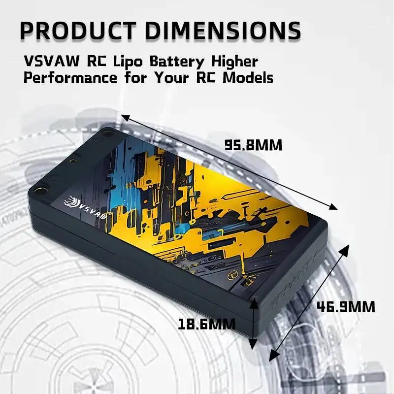 Batería Lipo Original VSVAW 2S 7,6 V 3600mAh 130C 1/10 1/12 Drift Racing Bigfoot todoterreno batería de litio de carcasa dura - imagen 4