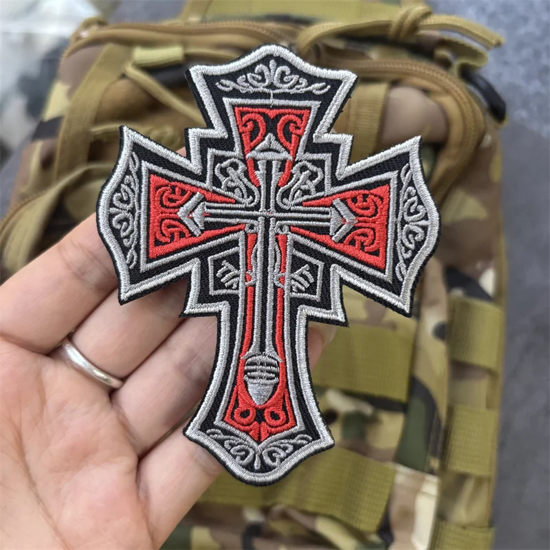 Parche bordado táctico "Cruza templaria" para ropa, insignia de moral, parches con gancho, pegatinas para mochila, brazalete - imagen 4