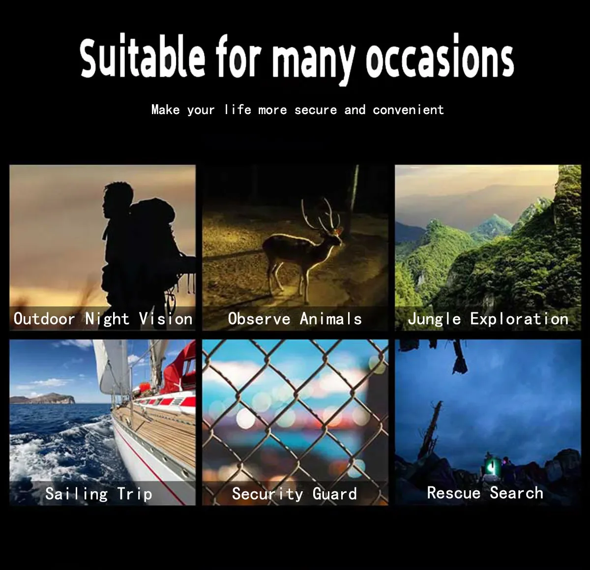 Dispositivo de visión nocturna Monocular, dispositivo Monocular de visión nocturna óptica infrarroja, 9 idiomas, Zoom Digital 5X, reproducción de fotos y vídeos - imagen 4