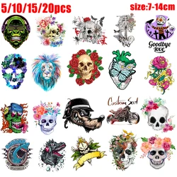 5/10/15/20 piezas al azar Punk cráneo/Animal de terror transferencia térmica ropa parche para camiseta planchado pegatinas apliques Decoración