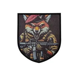 Brazalete de soldado y zorro, parche de Velcros militar moral, Meme táctico, cierre de gancho, insignia bordada para pantalones vaqueros, mochila Molle