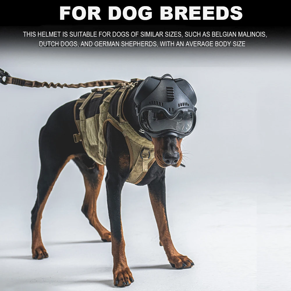 Casco táctico K9 de entrenamiento de caza militar para perros, casco protector de motocicleta para mascotas con gafas - imagen 3
