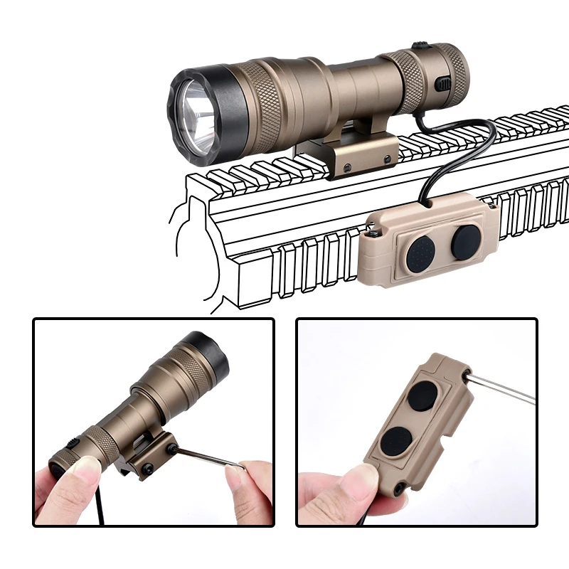 Linterna táctica REIN de alta potencia de 1000 lúmenes, accesorios de explorador Airsoft para caza con riel Picatinny, interruptor de doble función - imagen 4