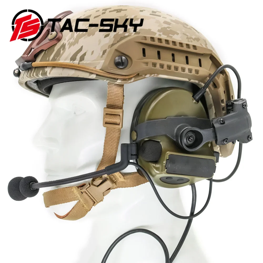 TAC-SKY COMTA II táctico electrónico reducción de ruido captación protección auditiva casco ARC Track soporte versión auriculares FG - imagen 4