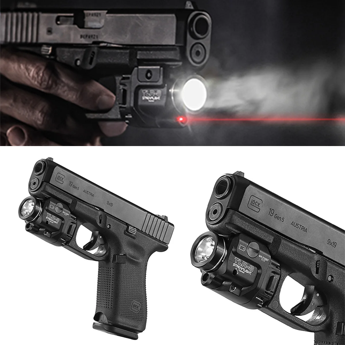 Pistola táctica TLR-1 TLR-8 TLR TLR7, luz de explorador, linterna estroboscópica, láser de punto rojo, mira para caza Airsoft Glock 17 19 1911 - imagen 2