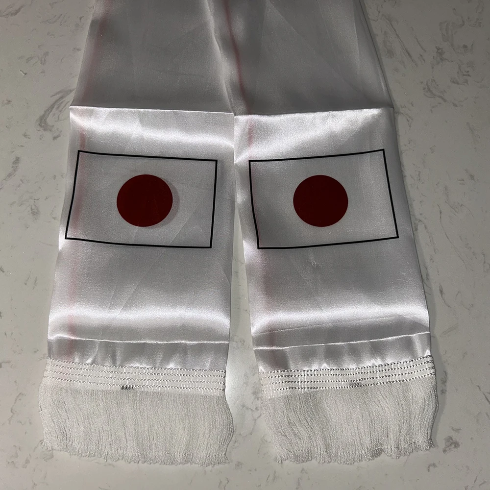 Bufanda japonesa deportiva doble cara satén con borlas, fútbol - imagen 3