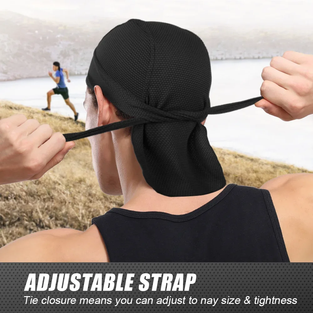 Gorros transpirables de verano para hombre, gorros Durags de secado rápido, deportes de ciclismo, correr, diadema elástica, forro para casco, sombrero de pirata, trapos Doo - imagen 2