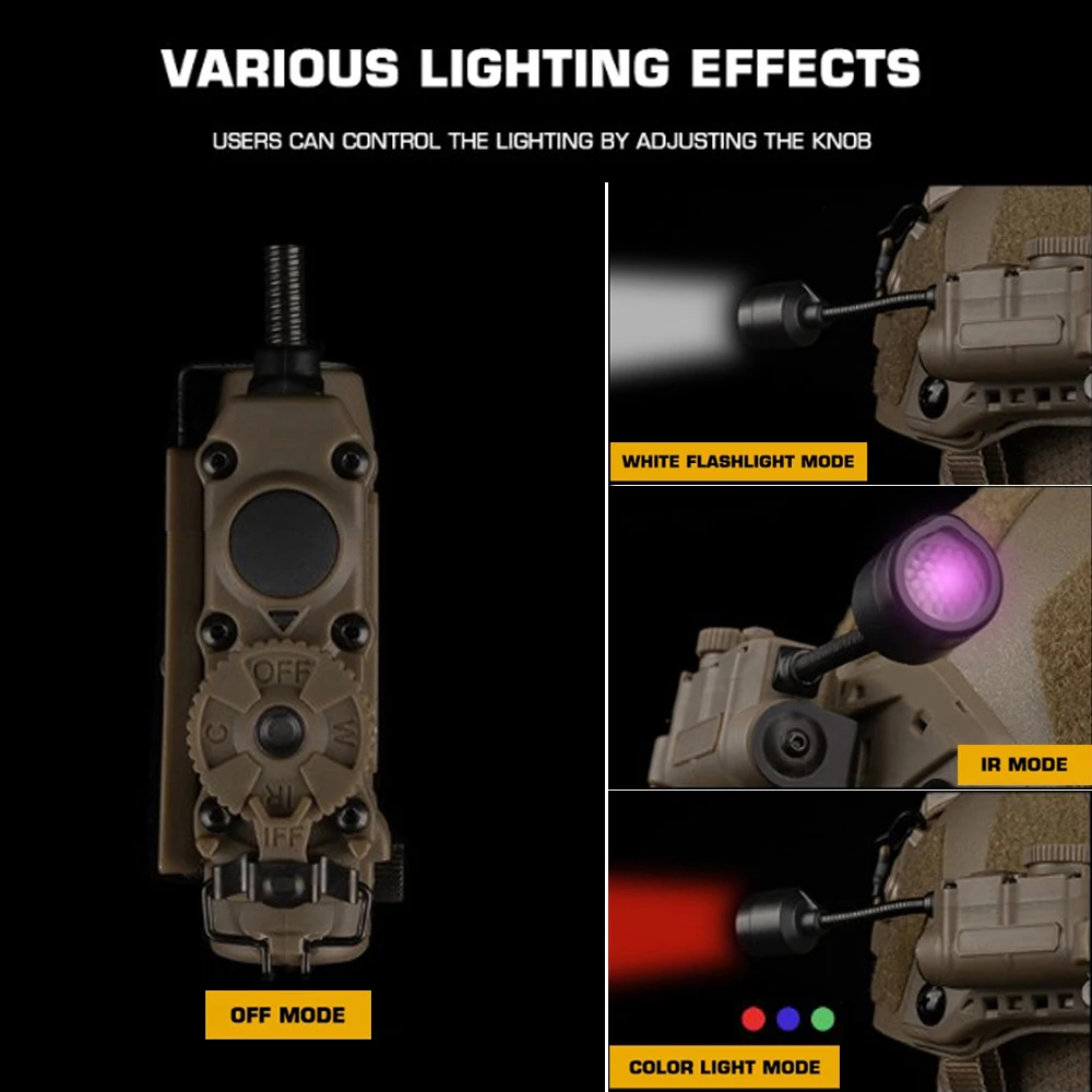 Luz táctica para casco Airsoft, modo rojo/verde/azul/blanco/IR, multiusos, para caza al aire libre, Camping, luz de señal de supervivencia de emergencia - imagen 5