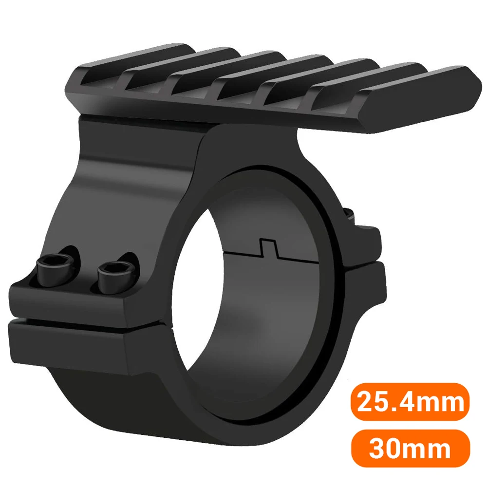 Adaptador de anillo de alcance de 25,4mm/30mm con 6 ranuras, soporte de abrazadera de barril táctico de riel Picatinny de 20mm para mira láser de linterna de alcance