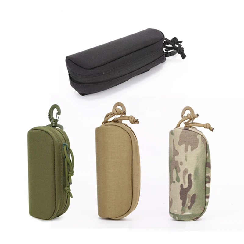 Estuche táctico para gafas Molle, caja protectora a prueba de golpes, portátil con 2 uds., hebilla de bolsillo Molle para senderismo al aire libre, caza y Camping