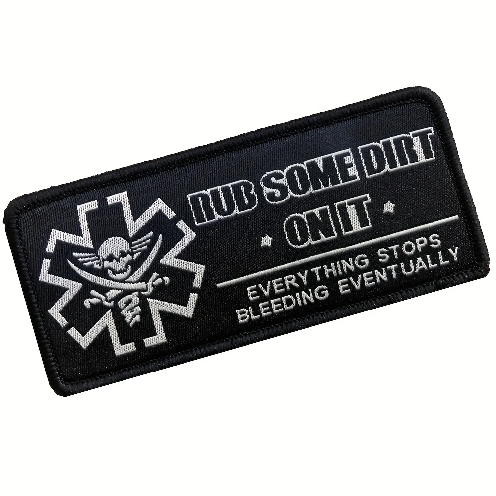 parches velcro mochila tácticos de bordados Parche de Velcros con cita divertida de meme "Rub Some Dirt On It", insignia bordada con gancho y bucle de moral para mochila táctica Molle, chaquetas