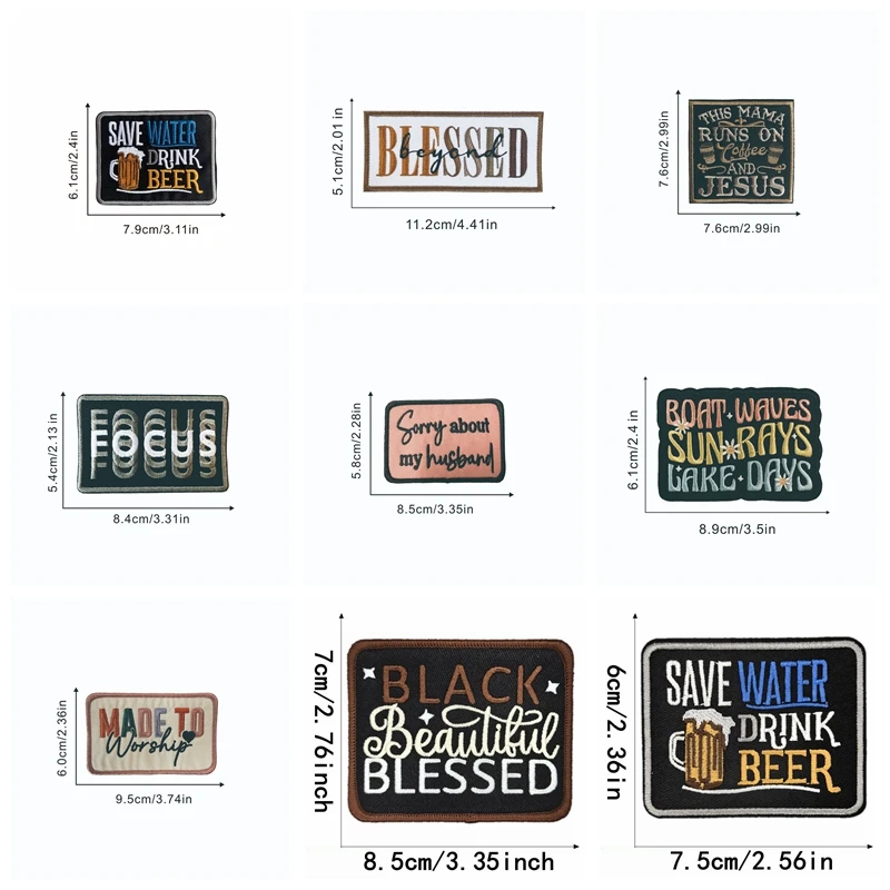 10 unids/lote de letras personalizadas negras bordadas, sombreros DIY, mochila, parche para coser, parche con eslogan de letras, parches para planchar para ropa - imagen 4