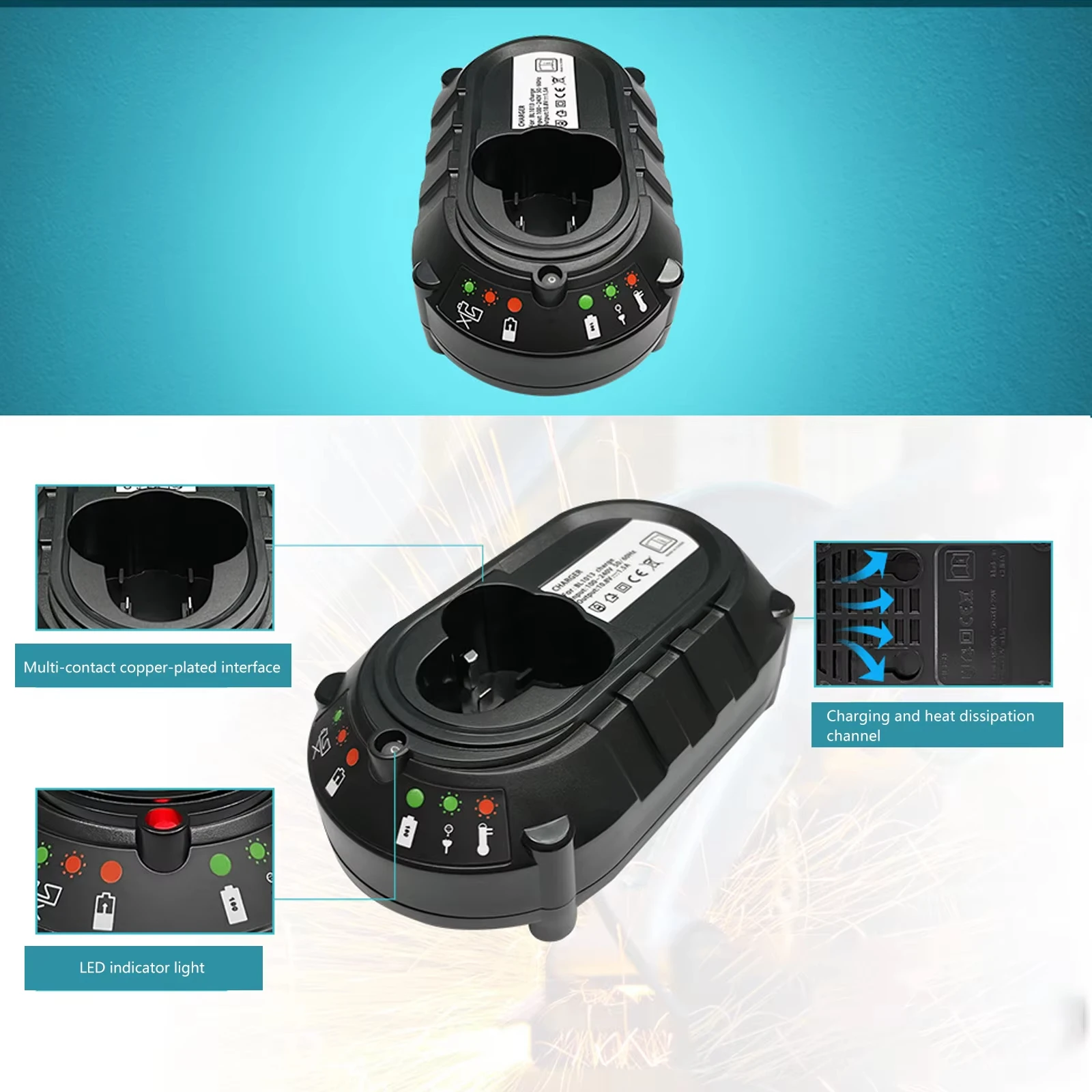 Cargador de herramientas para taladro eléctrico, baterías de iones de litio de 10,8 V-12V, cargador de fuente de alimentación para Makita BL1013 BL1014 - imagen 4