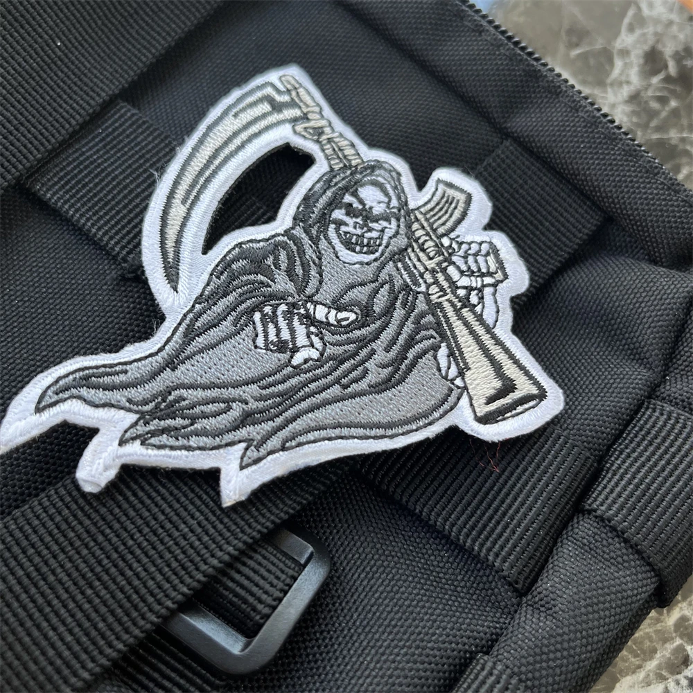 AK hoz Reaper moral parches de insignia, brazalete táctico, ejército militar, gancho y bucle, mochila, pegatinas bordadas - imagen 4