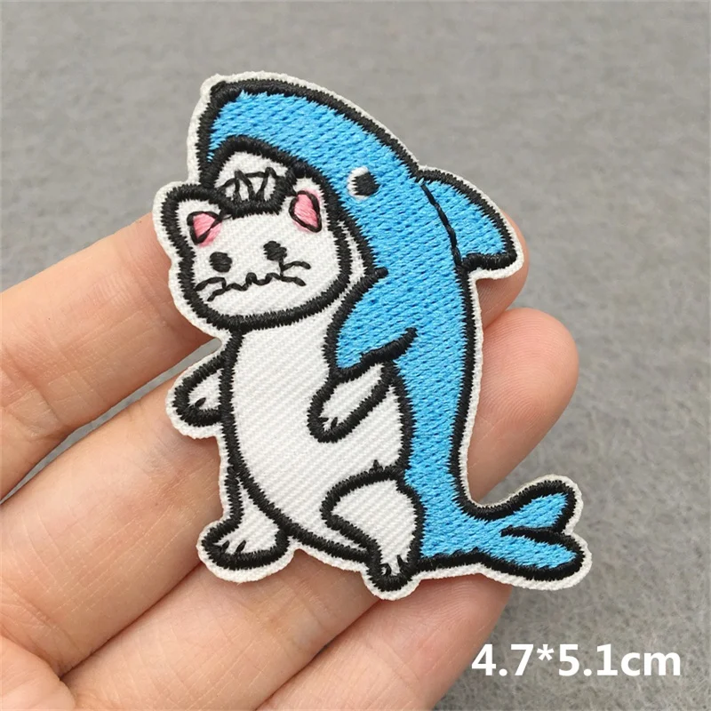 Parches bordados de animales para ropa, apliques de costura DIY, dibujos animados de gato/Rana, parches para planchar en la ropa, parche Fusible - imagen 3