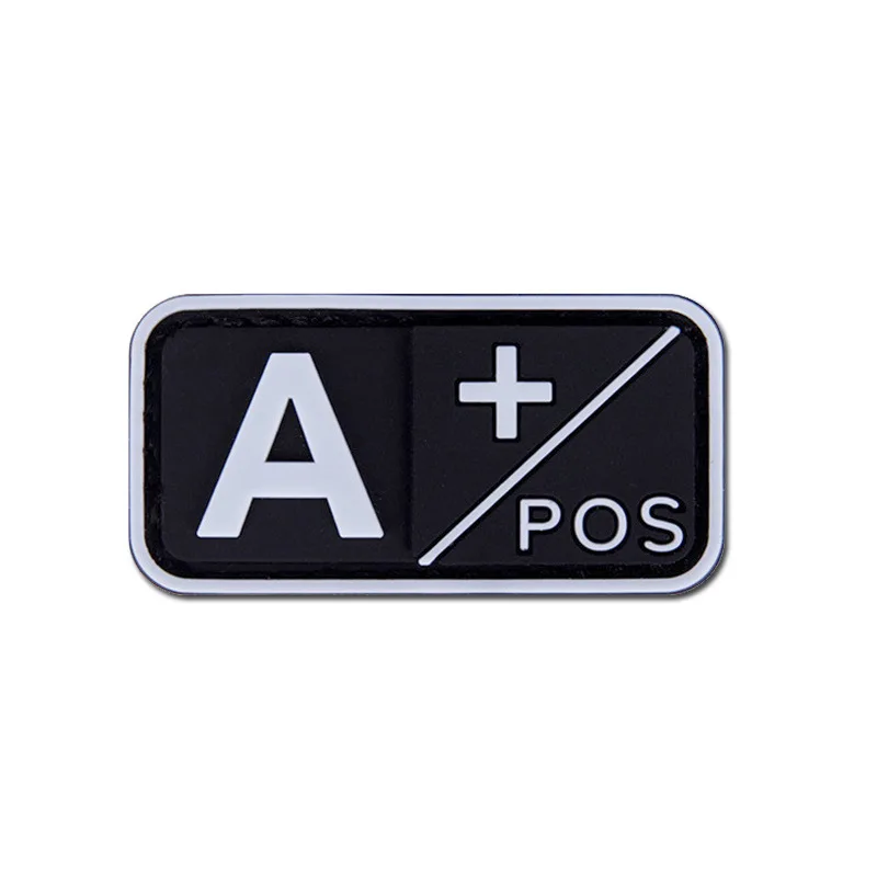 A B AB O Rh + - Parche de PVC 3D positivo negativo tipo sangre gancho militar y bucle cosido en parches insignia para mochilas 5x2,5 cm - imagen 5