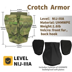 Tablero a prueba de balas con entrepierna de tres piezas para exteriores, material de grado GA3 de grado IIIA, UHMWPE