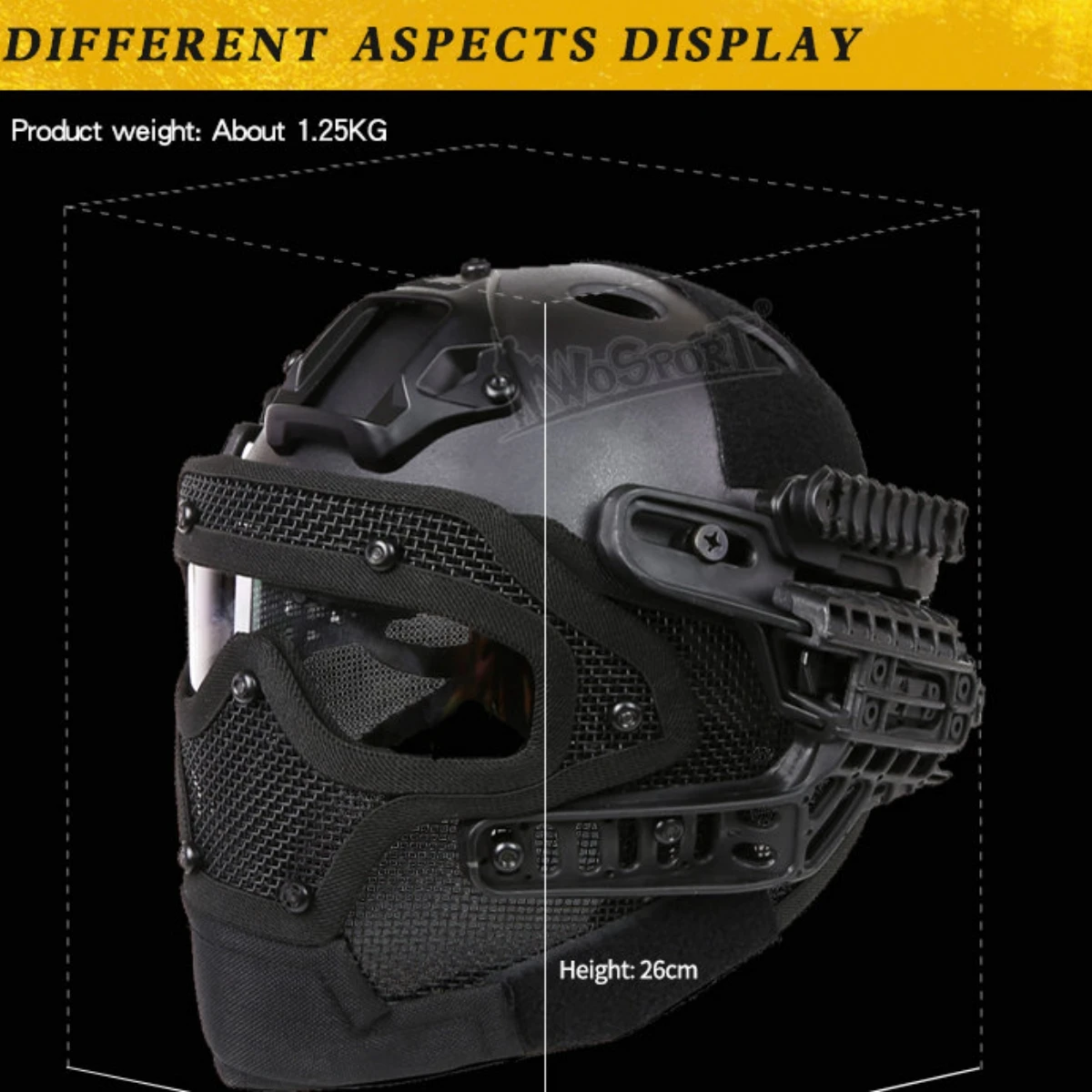 Casco táctico militar para hombre, máscara de combate con alambre de acero, Airsoft, completo, Paintba - imagen 5