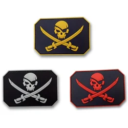Parches de bandera de calavera pirata Black Jack PVC goma militar táctico moral gancho insignia mochila ropa chaqueta pegatinas decorativas