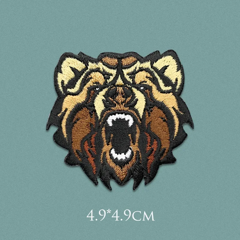 Parches bordados de animales de estilo Punk, transferencia de hierro, accesorios de costura con agujeros decorativos, ropa Hippie, Tigre, León, Lobo - imagen 2