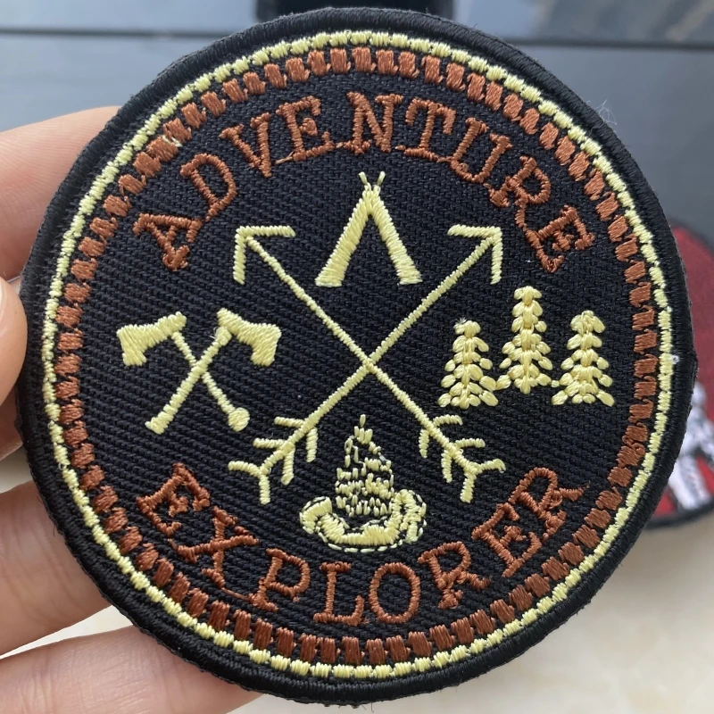 ADVENTURE EXPLORER bordado en la ropa Punk Skull Finger Hook & Loop Patches tactical Reaper Poker Spades A moral Badge Emblems - imagen 4