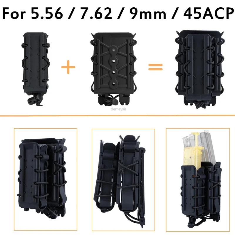 Bolsa táctica doble Mag para caza de Paintball, 5,56, 7,62, 9MM, 45ACP, MOLLE - imagen 2