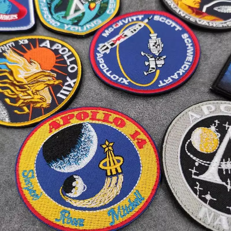 Brazalete de astronauta bordado 3D de la serie Apollo Space Shuttle, parches de gancho y bucle de mochila para ropa, superventas - imagen 5