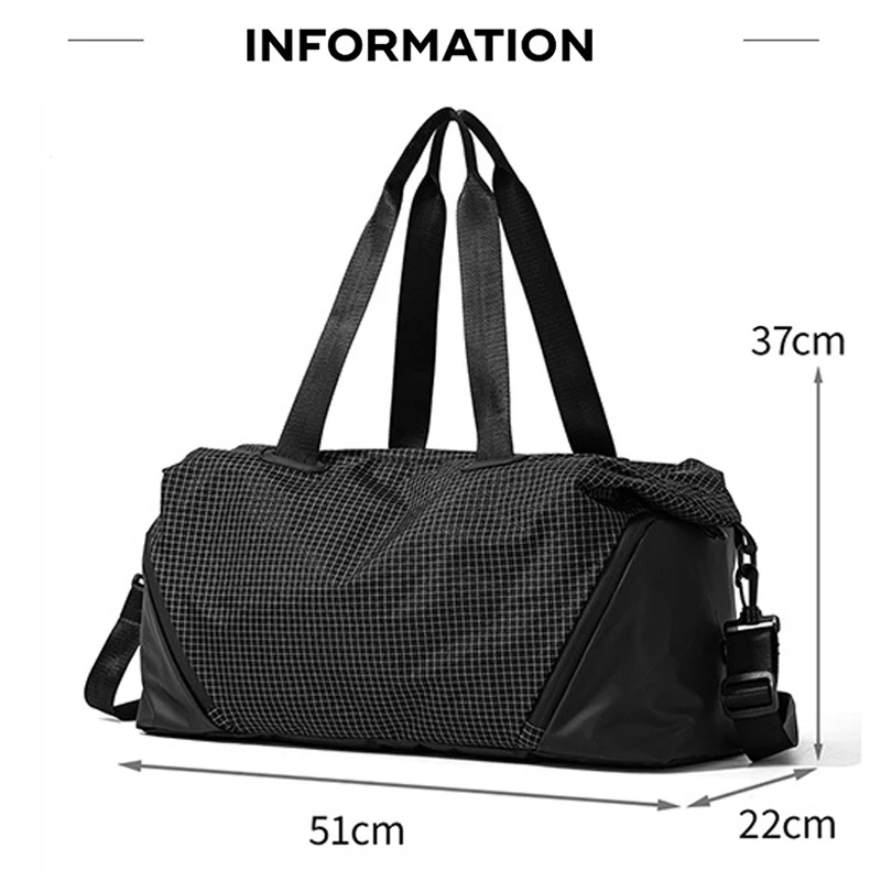 Bolsa de gimnasio para deportes al aire libre, senderismo, Camping, desplazamientos, bolsos de hombro tipo bandolera, almacenamiento de bolsillo para zapatos, bolsos de viaje a cuadros - imagen 4