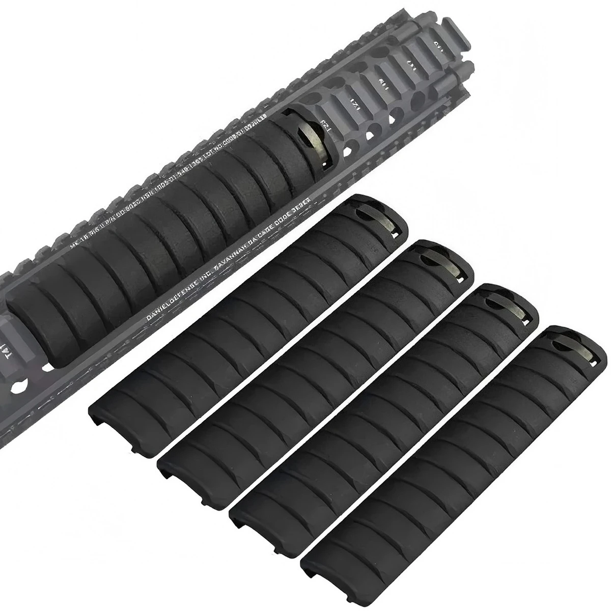 4 Uds. Paneles de riel KAC tácticos 20mm cubierta protectora de riel Picatinny componente antideslizante Airsoft caza AR-15 HK416 Gear - imagen 2