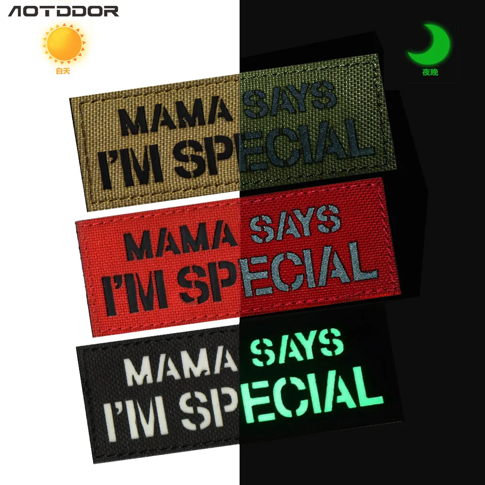 Mama dice que soy parche mágico bordado especial brazalete reflectante que brilla en la oscuridad parche para mochila parches para ropa gancho y anillo - imagen 5