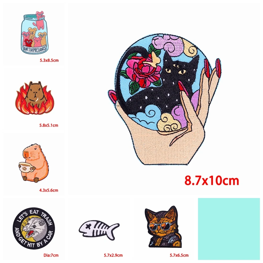 5 unids/lote Corgi gato Rana parches bordados parche de animales de dibujos animados parches para planchar para ropa parches termoadhesivos chaqueta DIY - imagen 3