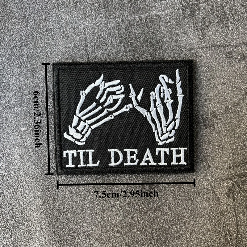 Parche táctico bordado Til Death – Insignia moral militar con velcro - imagen 3