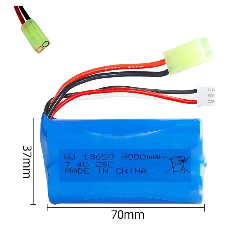 Batería 18650 7,4 V 3000Mah 25C para MJX T40 T40C F39 F49 T39 piezas para coches Wltoys 10428 X9115 RC BG1513/MZ 2856 2S batería FT009 - imagen 4
