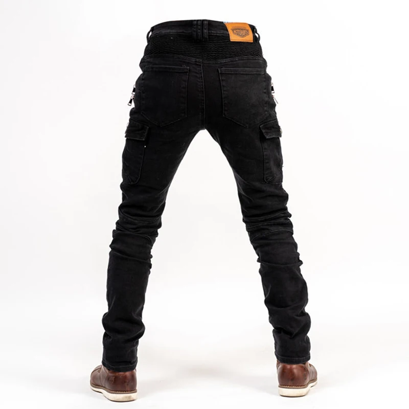 Pantalones vaqueros para montar en motocicleta para hombre, pantalón con múltiples bolsillos y rodilleras, informal, sólido, a la moda, novedad - imagen 5