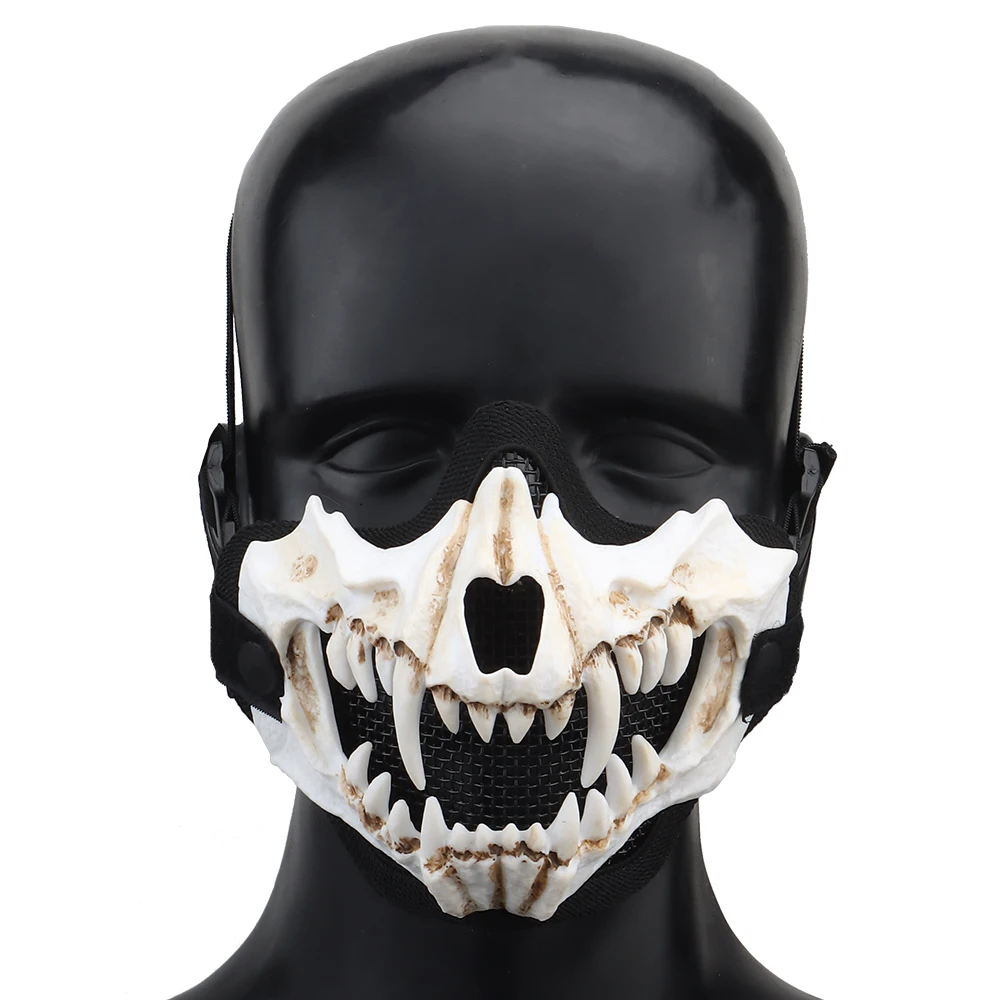 Mascarilla de media cara de malla de acero para Paintball, máscara protectora para Halloween, accesorios de caza y ciclismo - imagen 2
