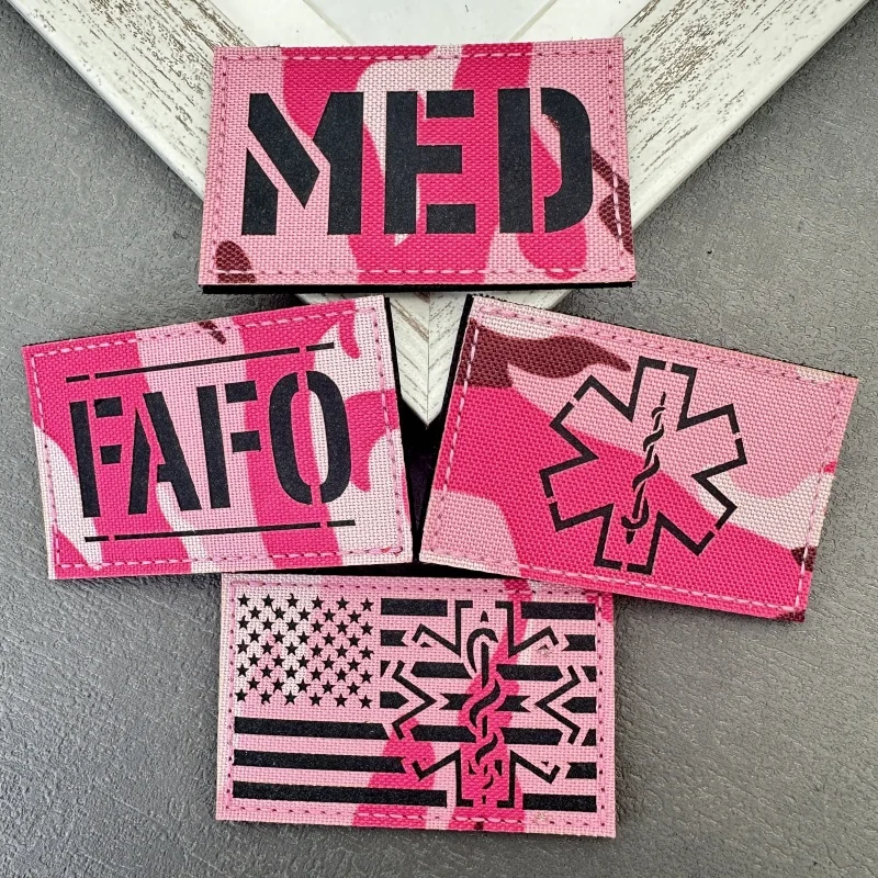Parche táctico reflectante IR rosa – Identificación médica para emergencias - imagen 2