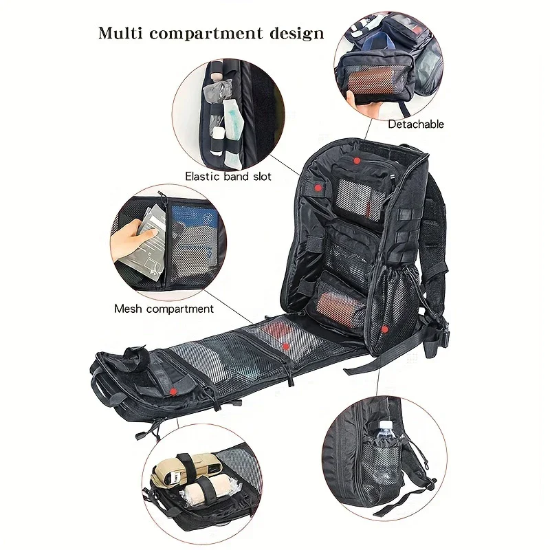 Mochila médica táctica de gran capacidad para acampar al aire libre, montañismo, bolsa de emergencia, bolsa de almacenamiento multifuncional - imagen 3