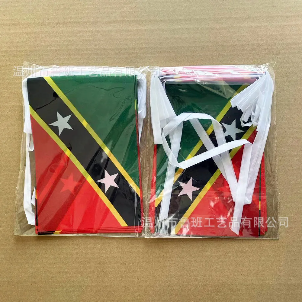 BANDERA DE SKY La Federación de Saint Kitts y banderines Nevis 14x21 cm 20 unids/lote banderas de hilo para decoración de fiestas y festivales - imagen 4
