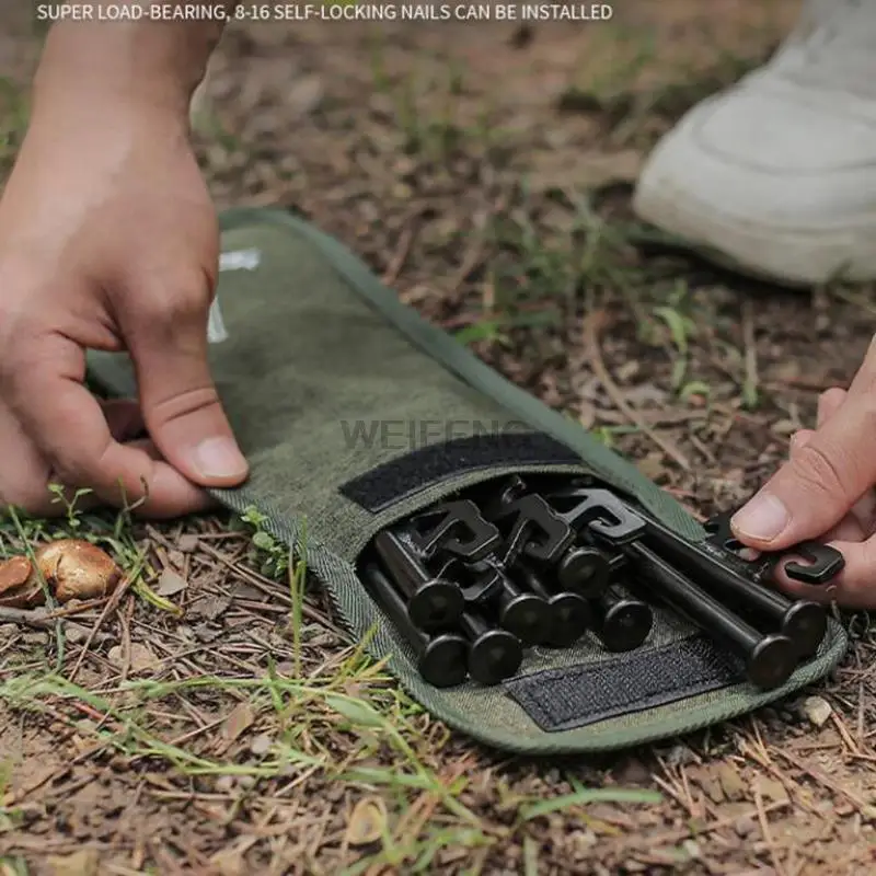 Bolsa de almacenamiento de clavijas de tienda de tierra para acampar, martillo, cuerda de viento, clavijas de tienda, bolsa de accesorios de almacenamiento de clavos para viajes al aire libre, senderismo, 22/32cm - imagen 4