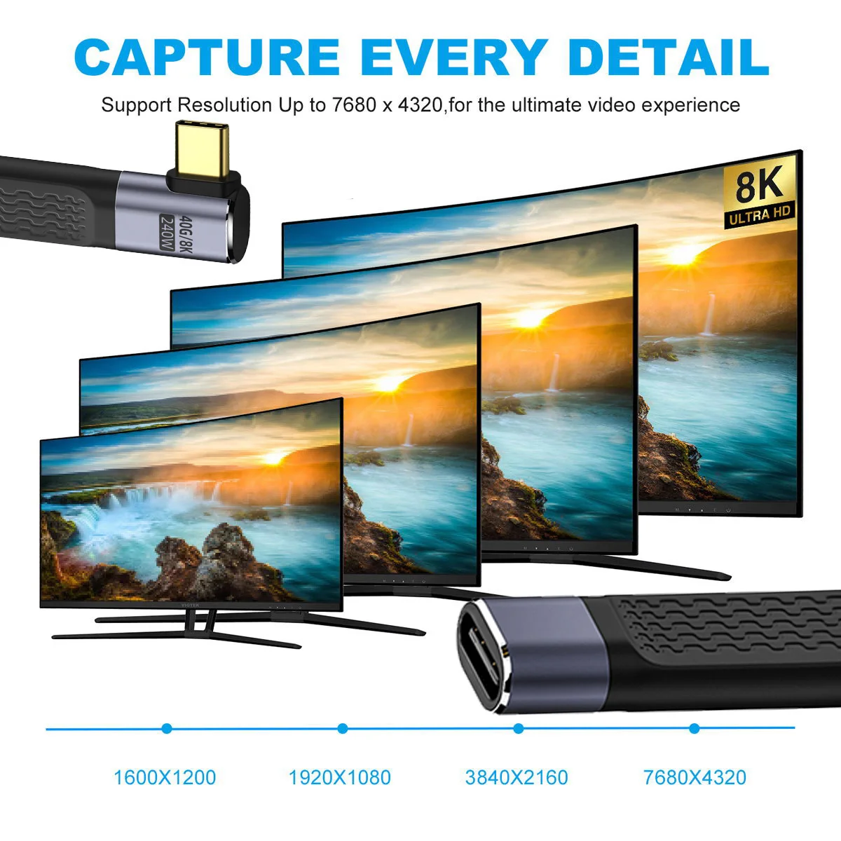 Chenyang-Cable de extensión USB4 tipo C, USB-C macho a hembra, Delgado, plano, 40Gbps, 240W, 8K, Cable de datos FPC para ordenador portátil y teléfono, 13cm - imagen 5