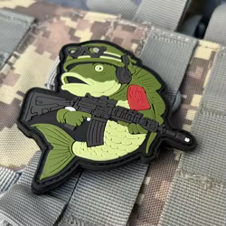 Parche de pez táctico, insignia de moral de PVC, apliques militares personalizados, gancho y bucle para ropa, mochila, accesorios, pegatinas