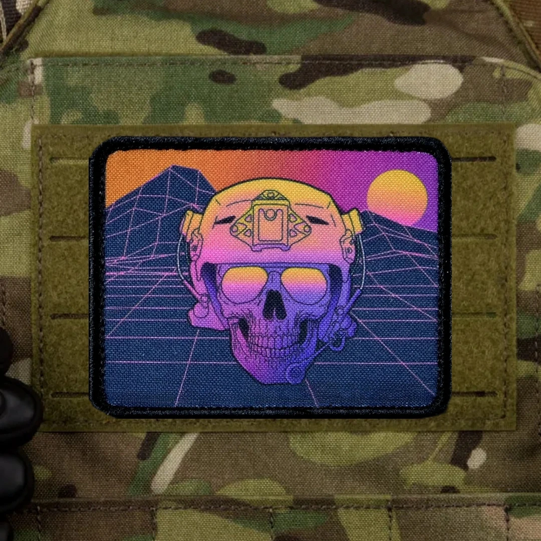 Parches de gancho y bucle con estampado de soldado esqueleto "mamá, soy un héroe", insignia de moral táctica, pegatina para mochila militar - imagen 3