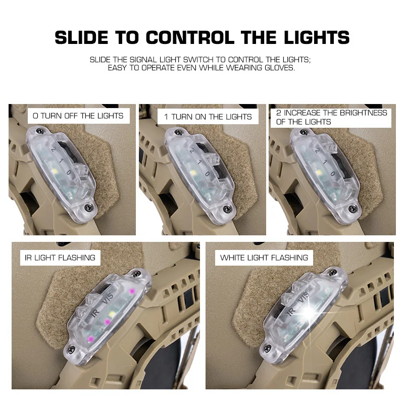 Lámpara de señal de Flash de riel de arco Modular táctico, luz de señal Ir/blanca, accesorios para casco de riel de arco Modular, equipo de entrenamiento Airsoft - imagen 4