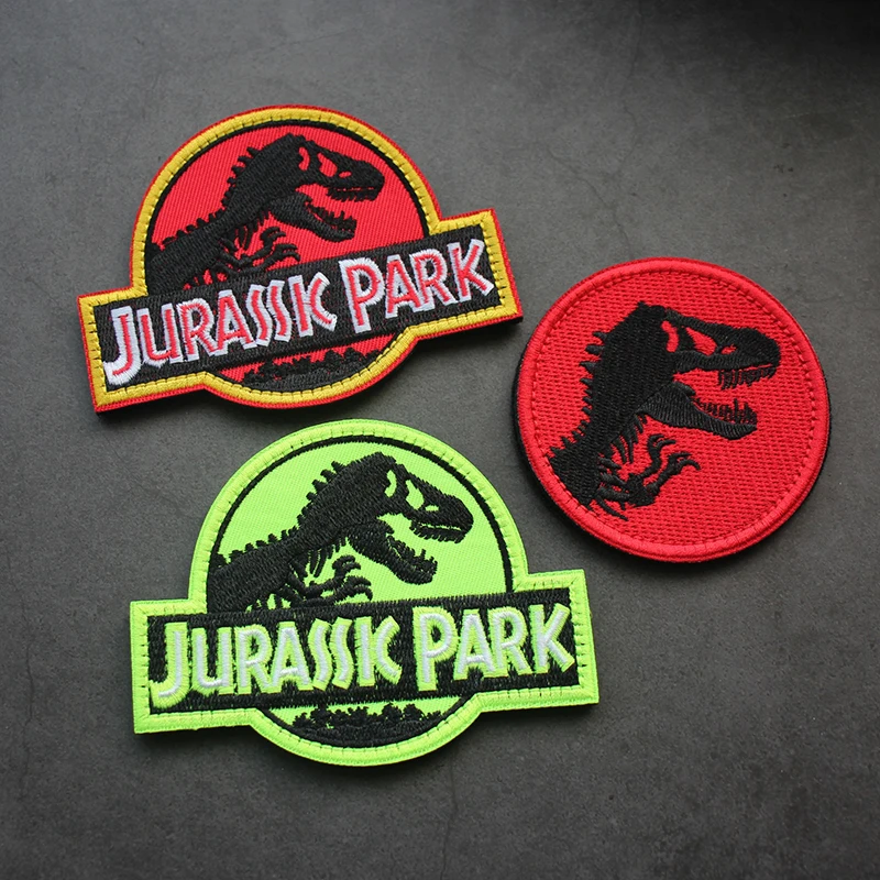 Insignia bordada personalizada de Parque Jurásico, brazalete de dinosaurio Tiranosaurio Rex, bolso, mochila, parche de gancho y bucle - imagen 2