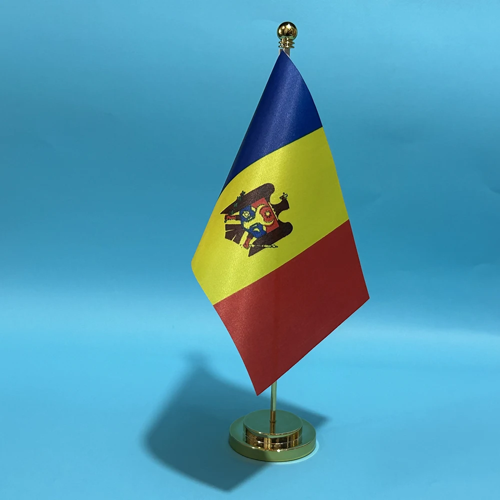 BANDERA DE SKY, bandera de escritorio de oficina de Moldavia, 14x21cm, poliéster, bandera nacional de Moldavia, adornos de escritorio, banderas - imagen 3